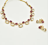Aarna Moissanite Drops Necklace Red  - the Pashm